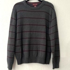 COVINGTON MENS GREY RED STRIPED SWEATER VINTAGE